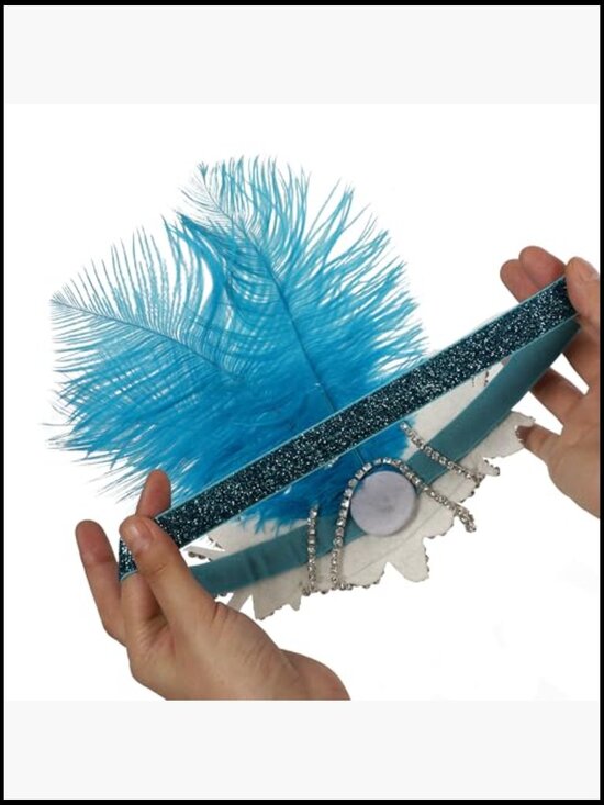 Feather Headpiece 1920s Flapper Headband Bling Rhinestone Great Gatsby Headwear main image 5